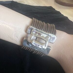 UNO de 50 Silver and Brown Bracelet